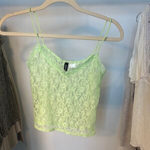 H&M Vibrant Lace Camisole - Neon Green